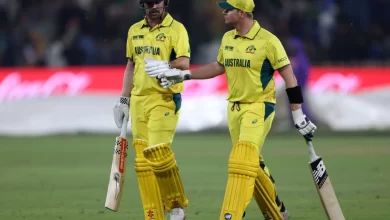 Travis Head smashes a quickfire fifty against Afghanistan before rain interrupts play.