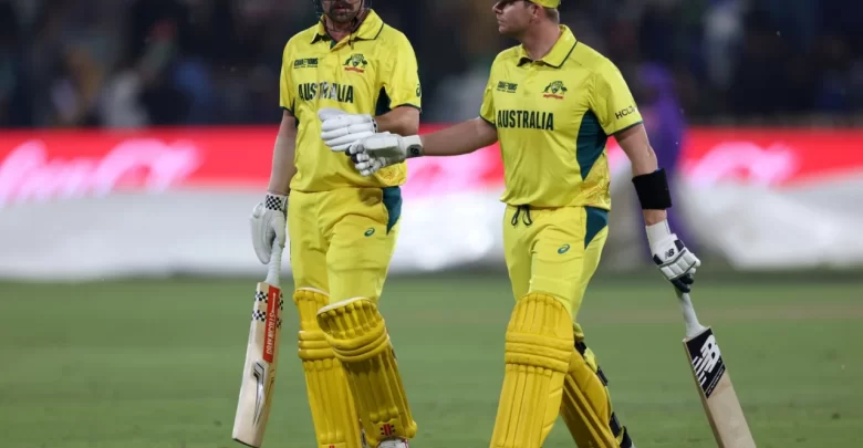 Travis Head smashes a quickfire fifty against Afghanistan before rain interrupts play.