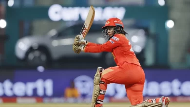 Harleen Deol celebrates her match-winning 70-run knock for Gujarat Giants in WPL 2025.