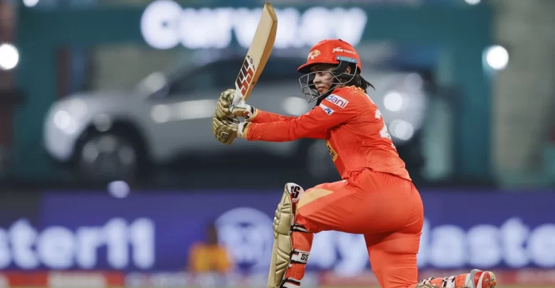 Harleen Deol celebrates her match-winning 70-run knock for Gujarat Giants in WPL 2025.