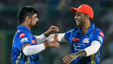 Mumbai Indians players celebrate a massive win over Rajasthan Royals in IPL 2025