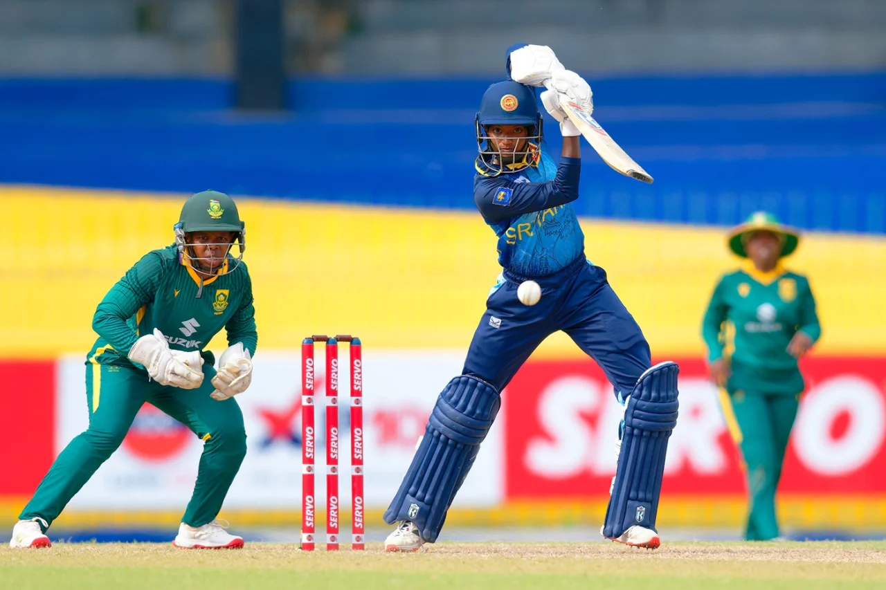 harshitha samarawickrama scores 77 against south africa in tri series 2025