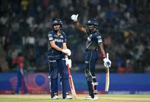 Sai Sudharsan and Shubman Gill celebrate their unbeaten 205-run stand vs Delhi Capitals in IPL 2025