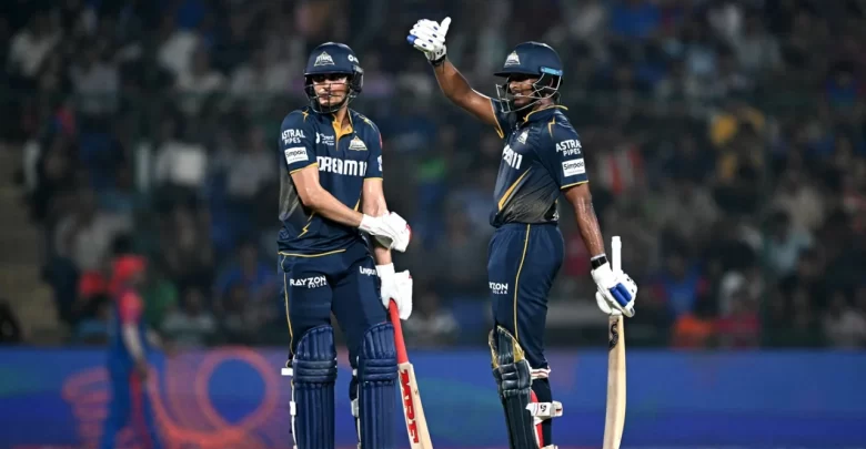 Sai Sudharsan and Shubman Gill celebrate their unbeaten 205-run stand vs Delhi Capitals in IPL 2025