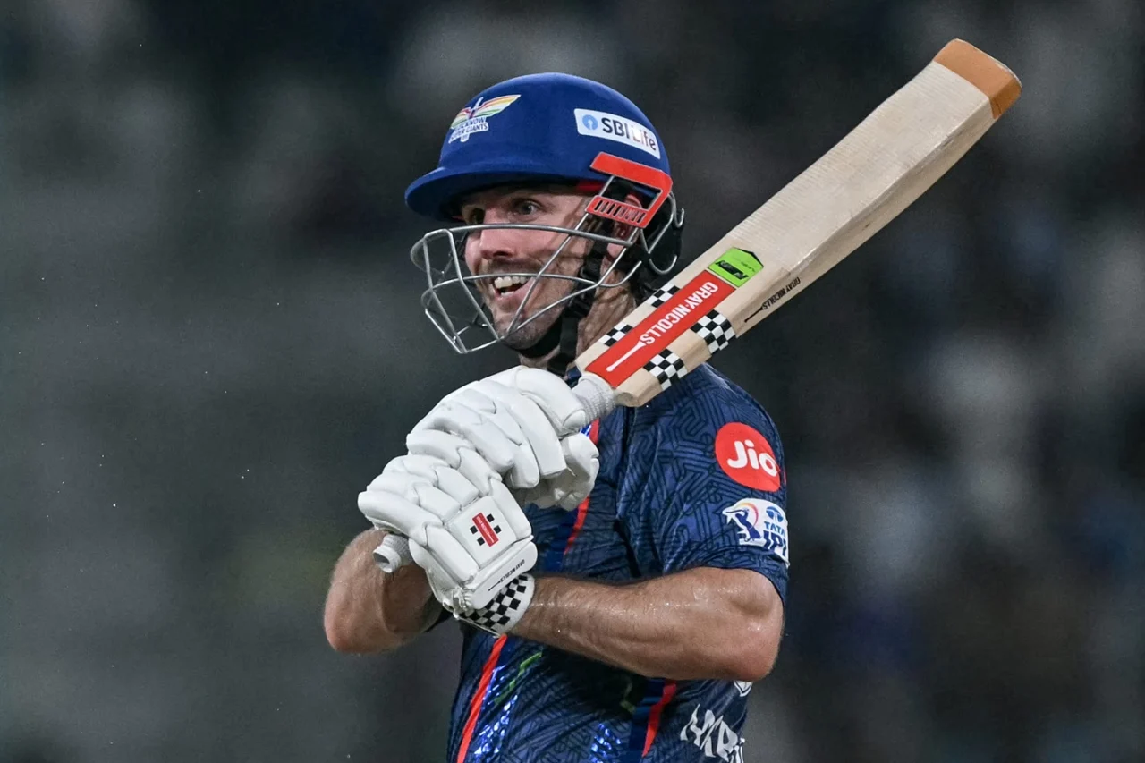 mitchell marsh celebrates his fifty for lucknow super giants against srh