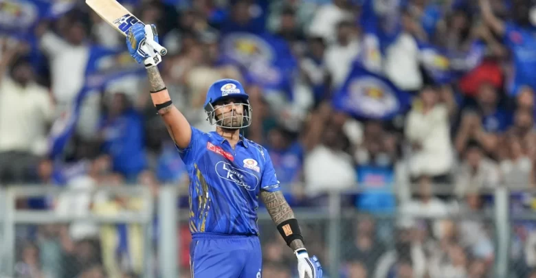 suryakumar yadav celebrates after scoring an unbeaten 73 against delhi capitals in ipl 2025