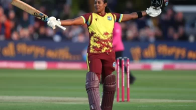 hayley matthews scores unbeaten century against england in 1st t20i 2025