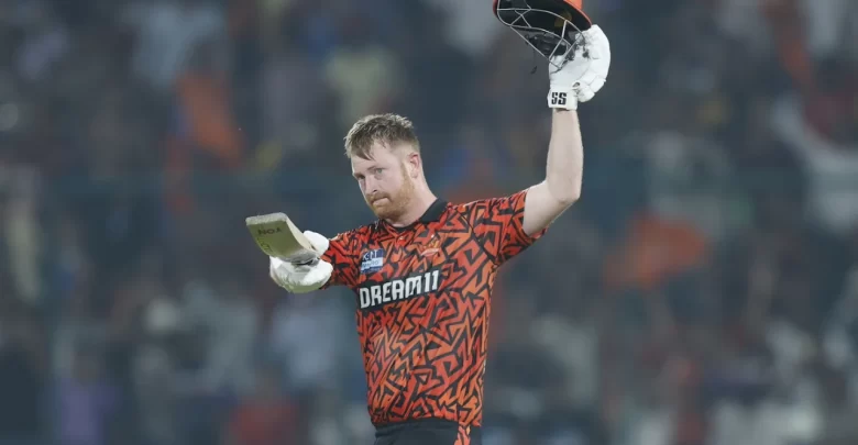 Heinrich Klaasen celebrates after scoring a 37-ball century against KKR in IPL 2025