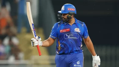 Rohit Sharma celebrates his fifty during IPL 2025 Eliminator match against Gujarat Titans