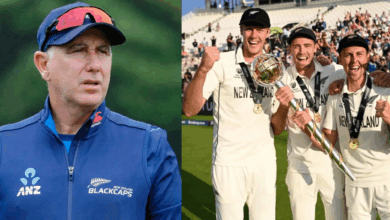 Gary Stead celebrates New Zealand’s historic World Test Championship victory in 2021 at Southampton