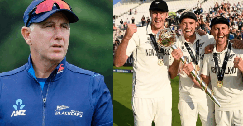 Gary Stead celebrates New Zealand’s historic World Test Championship victory in 2021 at Southampton