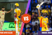 TNPL 2025 Match 14 action between Dindigul Dragons and Chepauk Super Gillies at SCF Cricket Ground