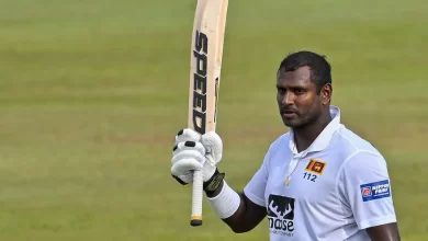 Angelo Mathews walking off the field during his final Test match at Galle in 2025