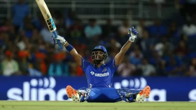 Nicholas Pooran celebrates scoring 137* in MLC 2023 final for MI New York