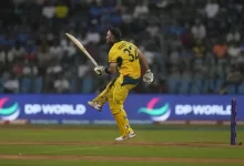 Glenn Maxwell celebrates his double century against Afghanistan in 2023 World Cup
