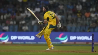 Glenn Maxwell celebrates his double century against Afghanistan in 2023 World Cup