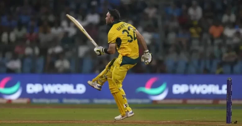 Glenn Maxwell celebrates his double century against Afghanistan in 2023 World Cup