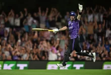 Mitchell Owen celebrates after scoring 108 in the BBL 2025 Final