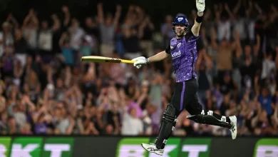 Mitchell Owen celebrates after scoring 108 in the BBL 2025 Final