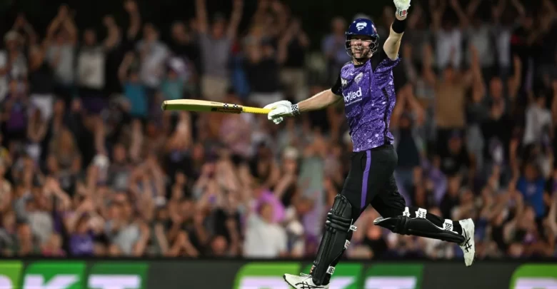 Mitchell Owen celebrates after scoring 108 in the BBL 2025 Final