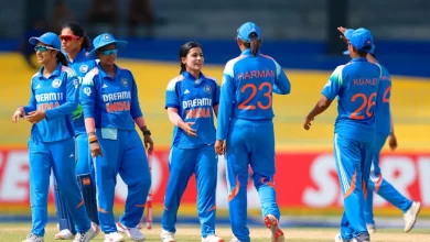 India Women’s Cricket Team celebrates during the opening match at Bengaluru in the 2025 World Cup