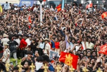 crowd outside m chinnaswamy stadium during rcb celebration in bengaluru june 2025