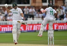 Aiden Markram and Temba Bavuma celebrate their unbeaten partnership during the WTC Final 2025 at Lord’s