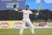 najmul hossain shanto celebrates century against sri lanka in galle test 2025