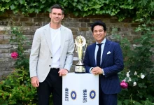sachin tendulkar and james anderson unveil the anderson-tendulkar trophy ahead of india england test