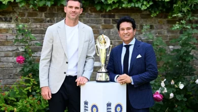 sachin tendulkar and james anderson unveil the anderson-tendulkar trophy ahead of india england test