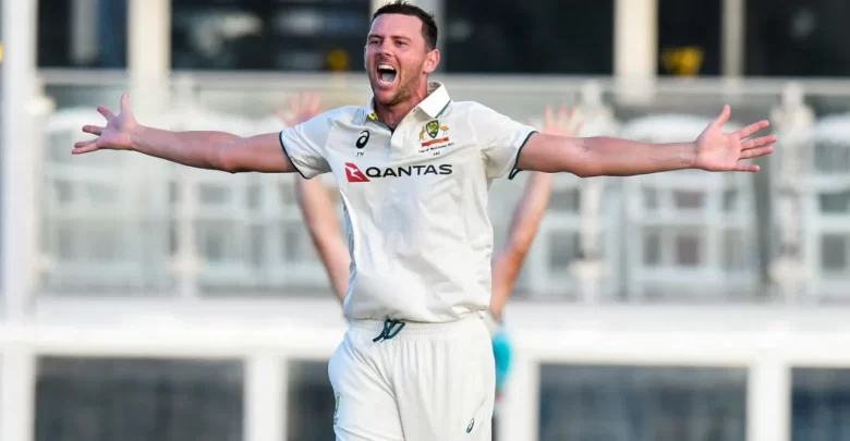 josh hazlewood celebrates five wicket haul against west indies