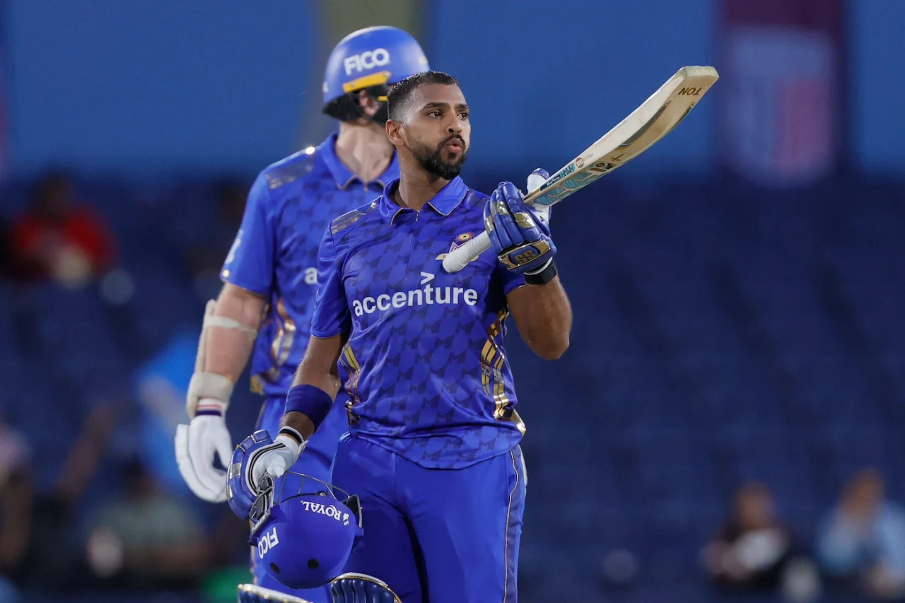 nicholas pooran celebrates unbeaten century for mi new york in mlc match