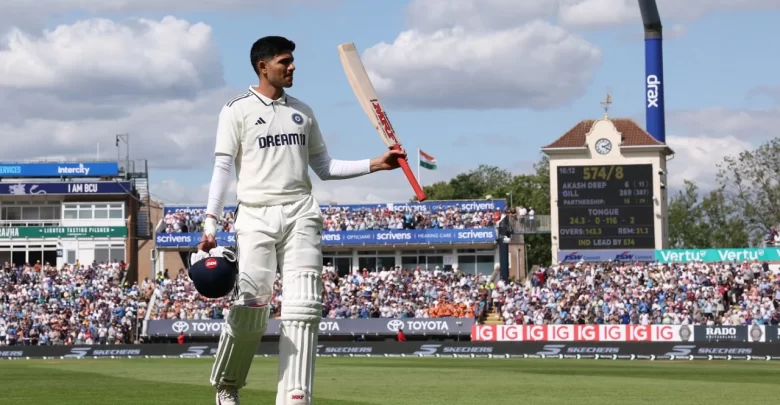 shubman gill celebrates his double century during edgbaston test against england