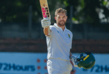 wiaan mulder celebrates his maiden test 147 against zimbabwe in bulawayo