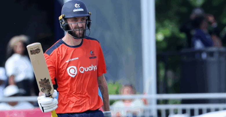 matthew short celebrates after scoring a match-winning half-century against texas super kings