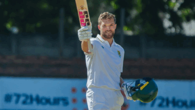 wiaan mulder celebrates his maiden test 147 against zimbabwe in bulawayo