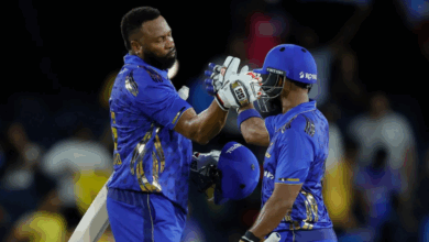 nicholas pooran and kieron pollard celebrate mi new york win in mlc 2024