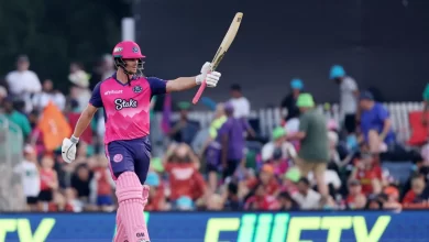 Rubin Hermann celebrates during his fiery debut against Zimbabwe in the tri-series opener