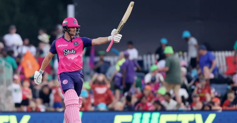Rubin Hermann celebrates during his fiery debut against Zimbabwe in the tri-series opener