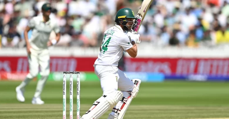 wiaan mulder celebrates after scoring record-breaking 367 against zimbabwe in test match