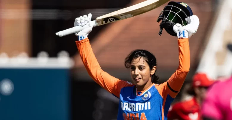 smriti mandhana celebrates century in 2nd t20i against england women