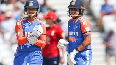 smriti mandhana celebrates india’s win at lord’s in women’s odi match