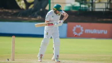 wiaan mulder celebrates record 367 not out against zimbabwe in bulawayo test