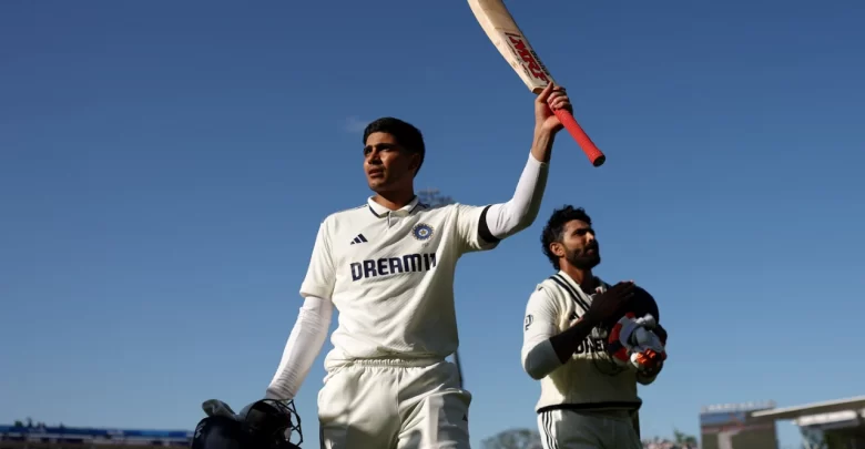 shubman gill celebrates his century during the second test against england at edgbaston