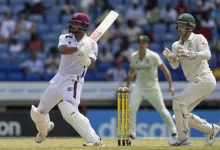 brandon king celebrates maiden test fifty against australia in trinidad