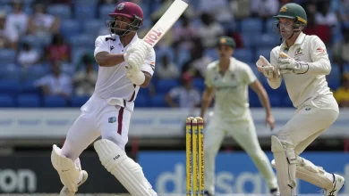 brandon king celebrates maiden test fifty against australia in trinidad