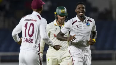 alzarri joseph bowls fiery spell against australia at sabina park