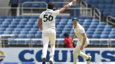 mitchell starc celebrates 400 test wickets during sabina park test vs west indies