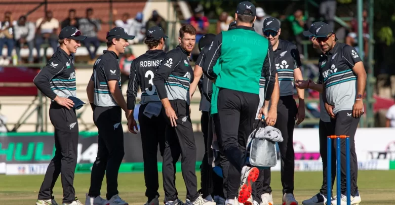new zealand players during pre-match preparations in harare ahead of zimbabwe clash
