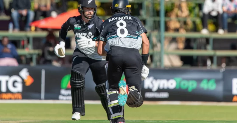 devon conway and rachin ravindra build 59-run stand against zimbabwe in harare t20i